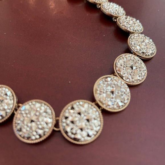 2pc set costume jewelry necklaces, one rhinestones, one blue beads. - Picture 3 of 5